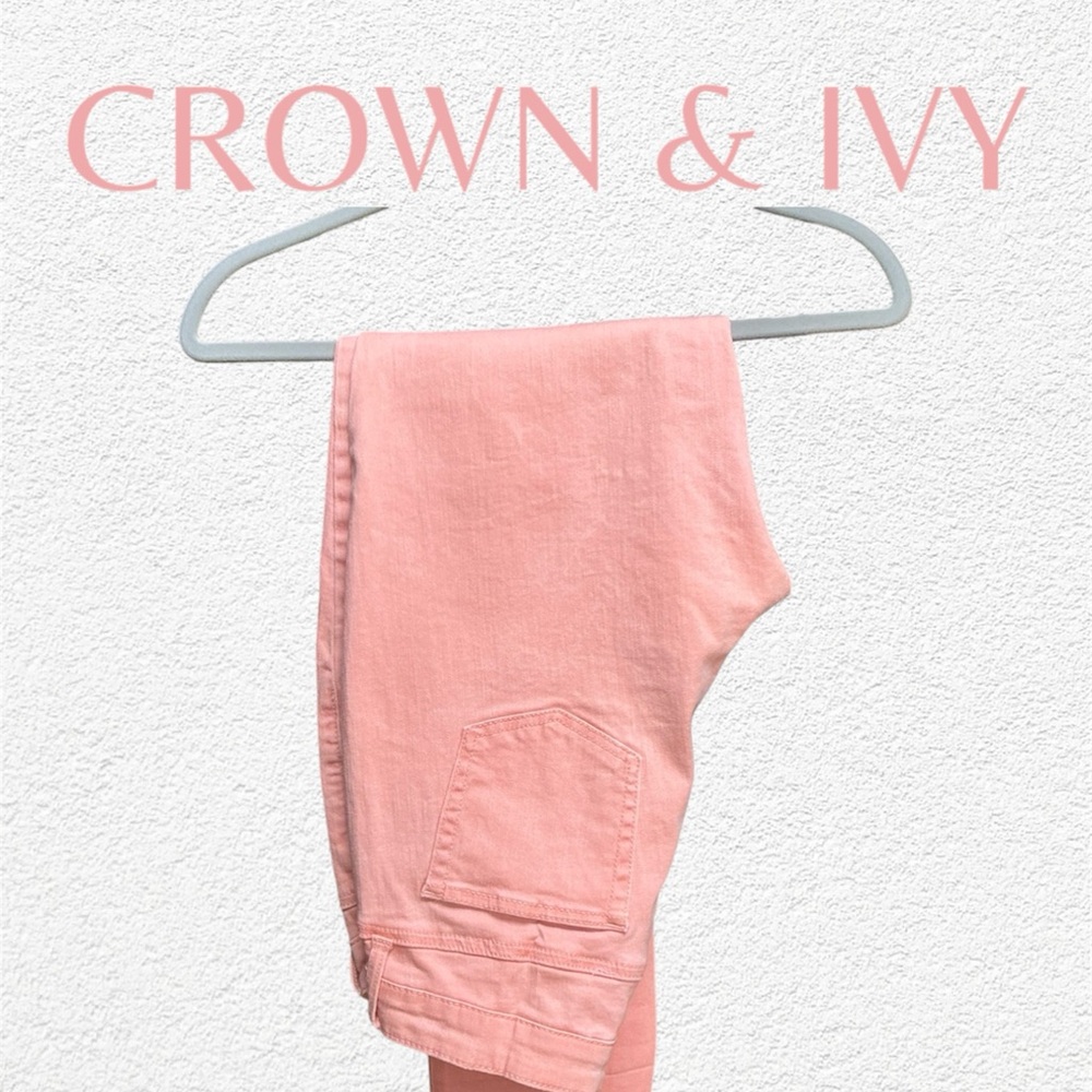 Crown & Ivy Skinny Pants Peach Chewed Bottom Women’s Size 6R
